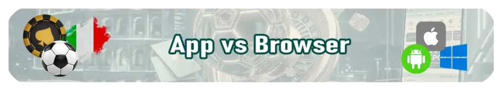 Confronto tra l'esperienza di scommessa tramite app e browser mobile.